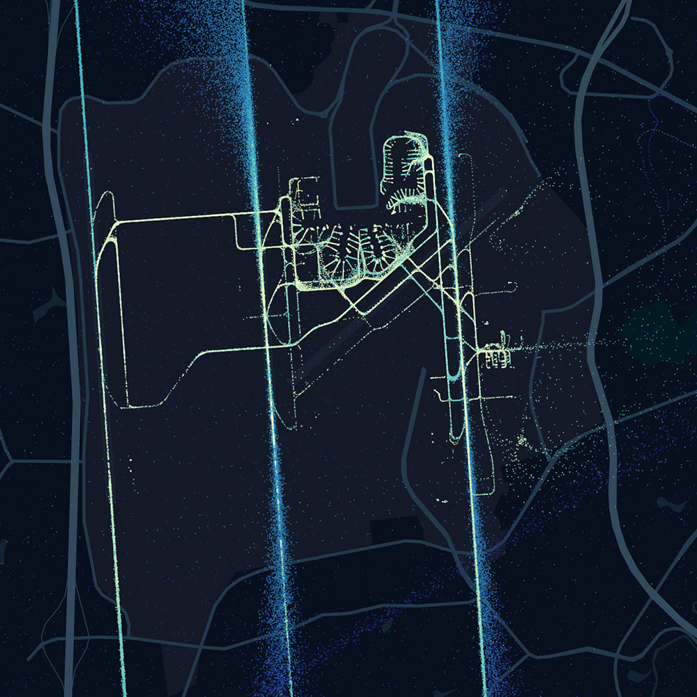 Charlotte Douglas International Airport activity map after Storm Izzy activity