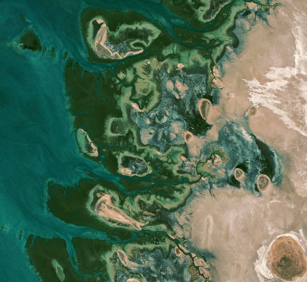 Aerial view of a coastline