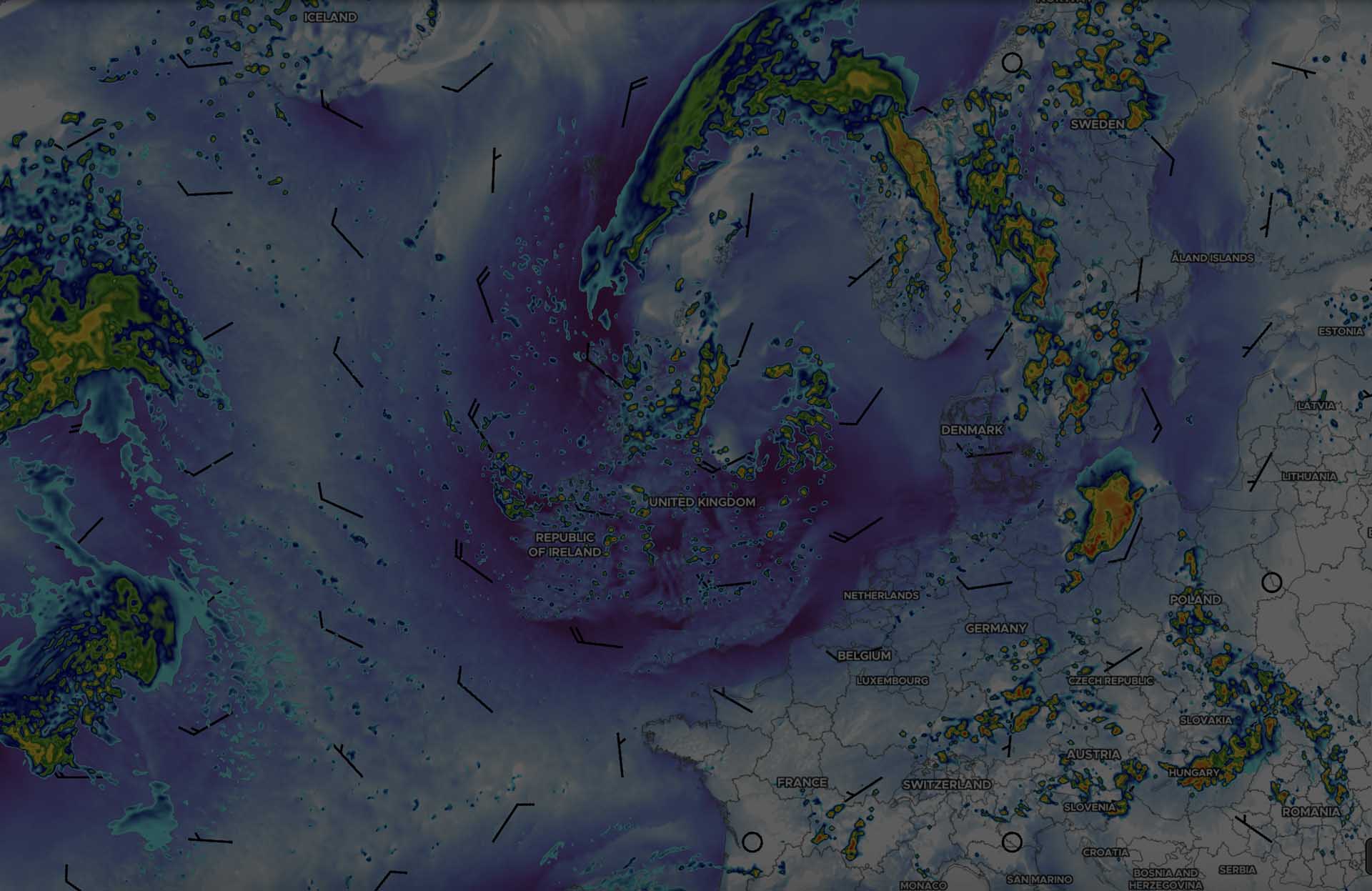 Spire's High Resolution Forecast map data over Europe