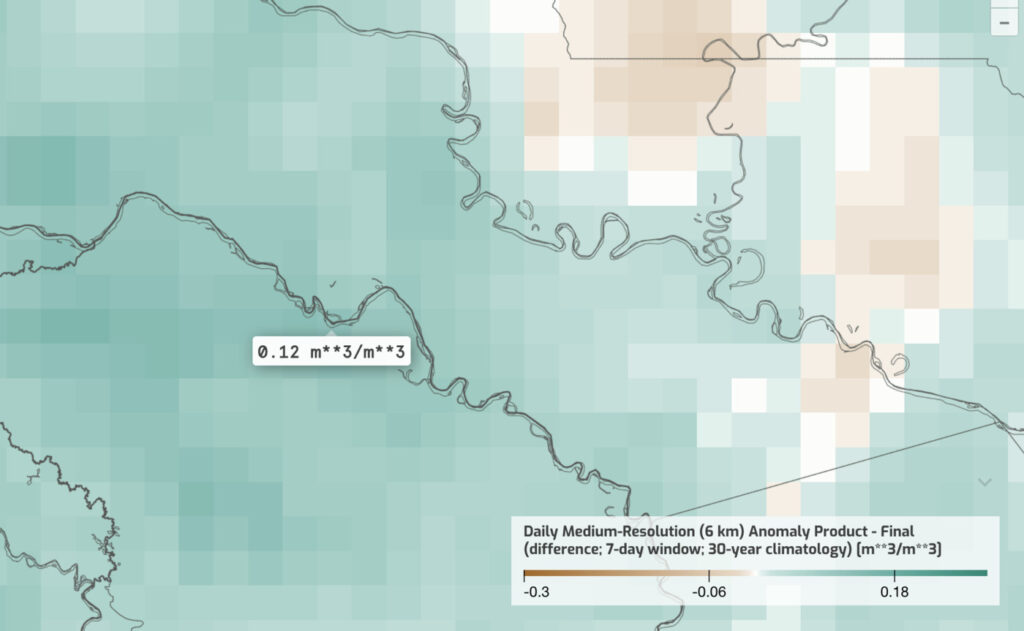 Figure 1a. Soil moisture anomaly map – April 12, 2025 (high saturation)