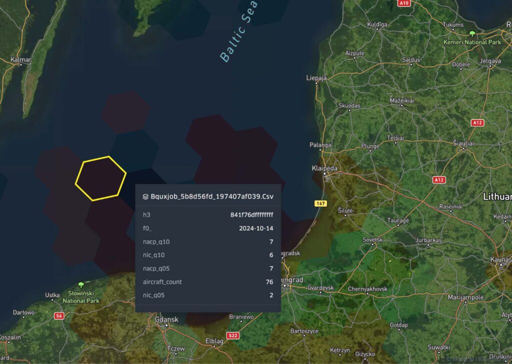 Northeast Hex map over the Baltic Sea
