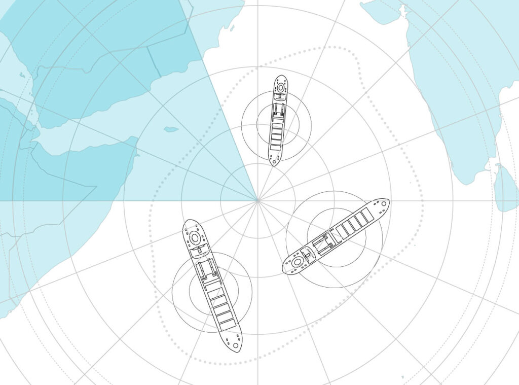 Illustration of ships being tracked