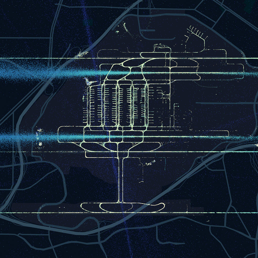Hartsfield-Jackson Atlanta International Airport activity map after Storm Izzy activity
