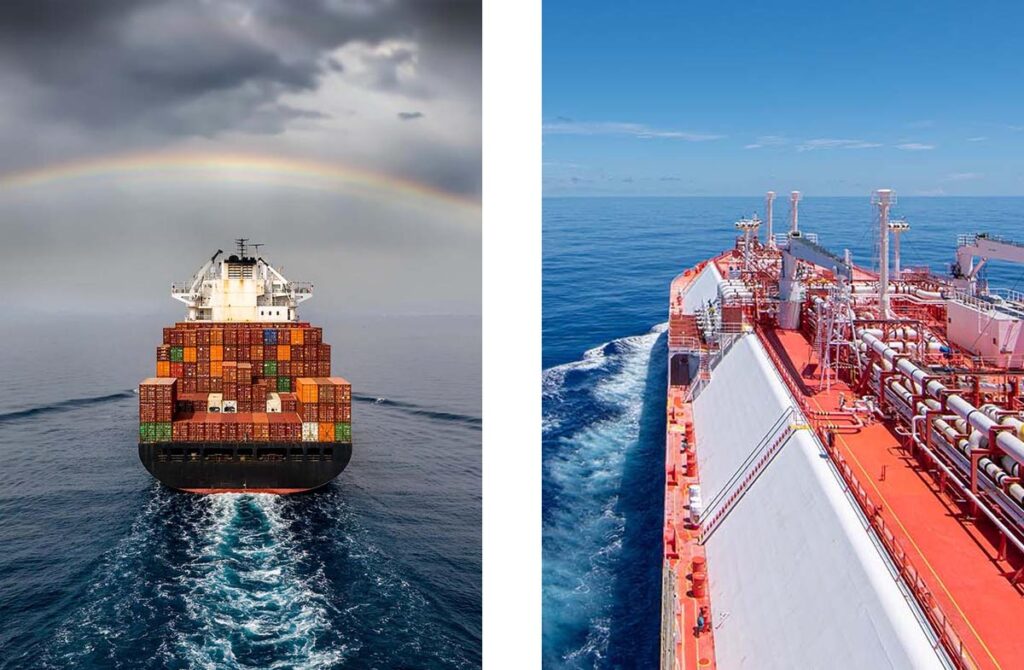 Ships sailing at sea