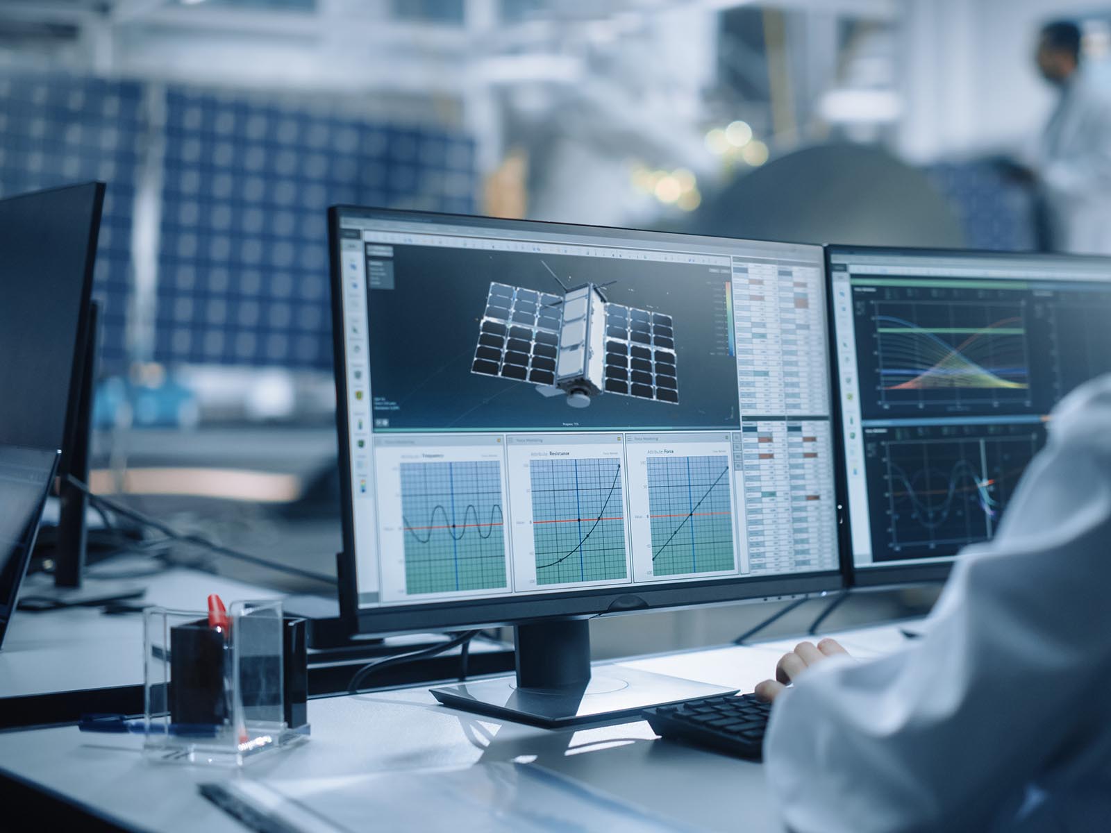 Spire satellite on computer screen